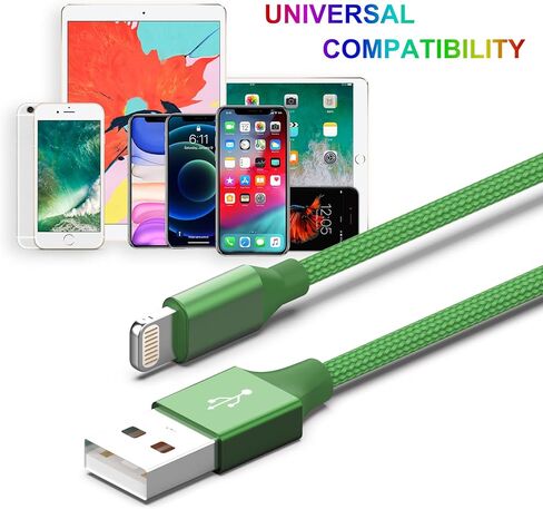 6 عبوات (3/3/6/6/6/10 قدم) [معتمد من ابل] كيبل شحن سريع مغطى بالنايلون متوافق مع ايفون 14/13/12/11 برو ماكس/XS ماكس/XR/XS/X/8/7/بلس/6S ايباد ايربودز، اخضر in Kuwait