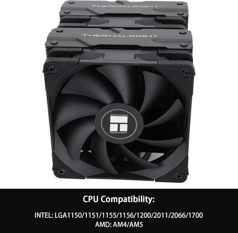 Thermalright PA120 Black CPU Air Cooler Dual Towers AGHP Technology 6 heatpipes,with TL-C12B PWM Fan Air Cooling for Intel 1151/1155/1200/2011/1700,AMD:AM4/AM5, 157mm Height PC Cooling in Saudi Arabia