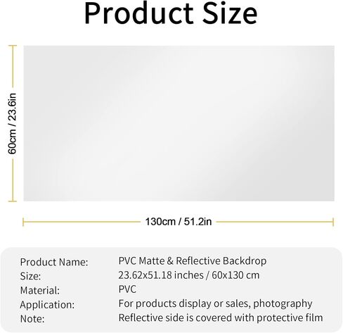 Meking Black PVC Photography Backdrop Matte & Reflective PVC Background 24x51inches (60x130cm) Dual Side Vinyl Photo Backdrop for Product Video Photography Studio in Kuwait