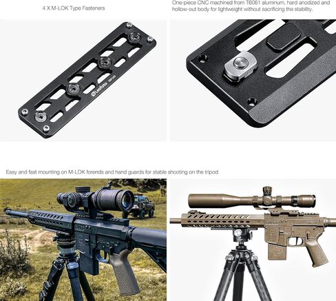 Leofoto Hunting Firearm 80mm QR Rifle Support Plate, Arca-Type Compatible, CNC Machined, Stainless Steel Safety-Stops, Lightweight Design (GSP-80) in Kuwait