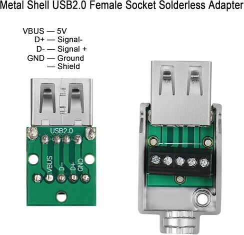QIANRENON USB2.0 Solderless Adapter Metal Case USB 2.0 Male to 5Pin Terminal Block Data Connector 480Mbps USB Screw Terminal Breakout Board Plug 5V/2A Charging, for USB Repair or DIY in Saudi Arabia