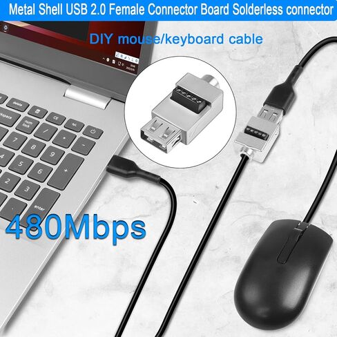 QIANRENON USB2.0 Solderless Adapter Metal Case USB 2.0 Male to 5Pin Terminal Block Data Connector 480Mbps USB Screw Terminal Breakout Board Plug 5V/2A Charging, for USB Repair or DIY in Saudi Arabia