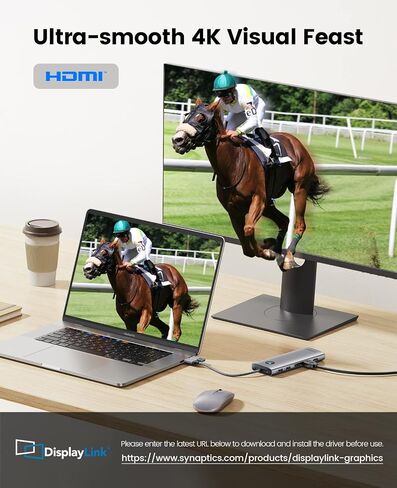 محطة إرساء ORICO ثلاثية العرض DisplayLink لأجهزة الكمبيوتر المحمولة MacBook M1/M2/M3 وأجهزة الكمبيوتر المحمولة التي تعمل بنظام Windows، 2 HDMI 2K@60 هرتز، VGA 1080P@60 هرتز، محول USB-C 5V 3A، 3 USB-A، إيثرنت، SD/TF، ​​صوت in Saudi Arabia