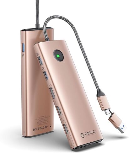 محطة إرساء ORICO ثلاثية العرض DisplayLink لأجهزة الكمبيوتر المحمولة MacBook M1/M2/M3 وأجهزة الكمبيوتر المحمولة التي تعمل بنظام Windows، 2 HDMI 2K@60 هرتز، VGA 1080P@60 هرتز، محول USB-C 5V 3A، 3 USB-A، إيثرنت، SD/TF، ​​صوت in Saudi Arabia