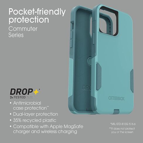 OtterBox Commuter Series Case for iPhone 13 Pro Max & iPhone 12 Pro Max (Only) - Non-Retail Packaging - Riveting Way (Teal) in Kuwait