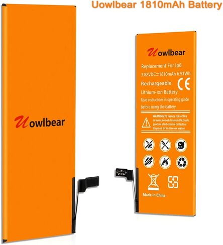 بطارية بديلة من uowlbear لهاتف iPhone 6 مع مجموعات بديلة كاملة، مجموعتين من الأشرطة اللاصقة - سعة عالية 0 دورة in Kuwait