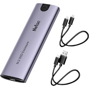 Netac NVMe SSD Enclosure USB 3.1 Gen2 (10Gbps) Tool-Free Aluminum External SSD Enclosure with 2 Cables, Supports M and B&M Keys for SATA and Nvme, and Size 2230/2242 /2260/2280 SSDs-WH51 in Kuwait