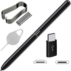 قلم Tab S4 EJ-PT830 Stylus S بديل لقلم Tab S4 S لجهاز Samsung Galaxy Tab S4 10.5 بوصة T830 SM-T830 T835 T837 أطراف القلم ملقط Micro USB إلى محول النوع C وجزء إصلاح الإبرة (أسود) in Kuwait