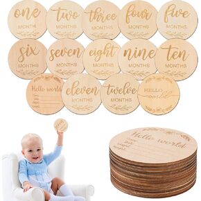 بطاقات المعالم الشهرية للأطفال من توياندونا - أقراص خشبية مستديرة بأحرف منقوشة، الدعائم المثالية للتصوير الفوتوغرافي لحديثي الولادة لتوثيق نمو طفلك، ودعامات التصوير الفوتوغرافي من حديثي الولادة إلى عمر عام واحد in Kuwait