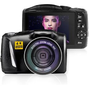 كاميرا رقمية بدقة 4K بدقة 48 ميجابكسل لمدوني الفيديو على YouTube، كاميرات مدمجة لهدايا التصوير الفوتوغرافي للمراهقين المبتدئين مع بطارية قابلة لإعادة الشحن in Kuwait