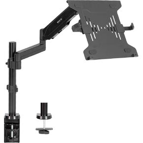 VIVO Universal Adjustable 10 to 15.6 inch Laptop Holder Desk Mount, Single Pneumatic Arm VESA Notebook Stand with C-clamp and Grommet Options, Black, STAND-V101L