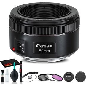عدسة Canon RF مقاس 50 مم f/1.8 STM (4515C002) + طقم مرشح + حافظة للغطاء + طقم تنظيف + المزيد (متجدد) in Kuwait