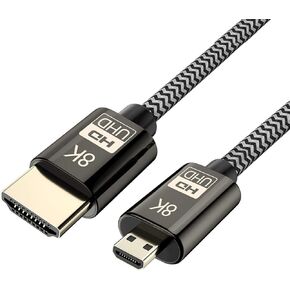 كابل HDMI ميكرو من تشينيانغ CY، كابل Micro HDMI ذكر إلى HDMI 2.1 ذكر فائق الدقة UHD 8K 60hz 4K 120hz 48Gbs كابل 1.5 متر in Kuwait