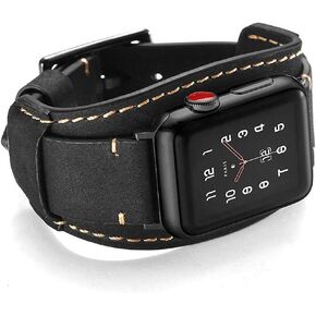 Coobes Compatible with Apple Watch Band 49mm 45mm 44mm 42mm Men Women Genuine Leather Compatible iWatch Ultra Bracelet Wristband Cuff Strap Compatible Apple Watch Series 9/8/7/6/5/4/3/2/1 SE SE 2(Coffe)