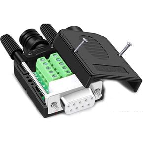 2Pcs DB9 Breakout Connector(1 Male + 1 Female), DB9 Solderless Connector RS232 D-SUB Serial Adapters 9 Pin Port Terminal Breakout Board with Case Long Bolts Tail Pipe in Kuwait