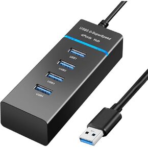TXY 4 منافذ USB 3.0 Hub عالي السرعة متعدد USB موسع للكمبيوتر المكتبي والكمبيوتر المحمول وملحقات الكمبيوتر المحمول HUB محول (أبيض) in Kuwait