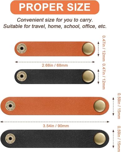 Weewooday 52 Pieces PU Leather Cable Straps, Black, Brown in Saudi Arabia