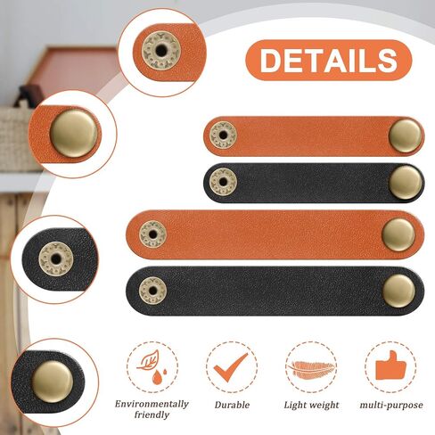 Weewooday 52 Pieces PU Leather Cable Straps, Black, Brown in Saudi Arabia