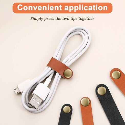 Weewooday 52 Pieces PU Leather Cable Straps, Black, Brown in Saudi Arabia