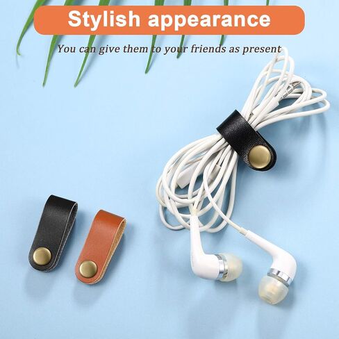 Weewooday 52 Pieces PU Leather Cable Straps, Black, Brown in Saudi Arabia