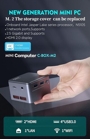 PIESIA C-Box-M2 Mini PC Aluminum Body 11th gen Intel N5105,Windows 11 Pro, 8GB RAM 256G SSD, Support 4K Dual HDMI Output, USB3.0, Dual-Band WiFi5, BT and MicroSD Slot in Saudi Arabia