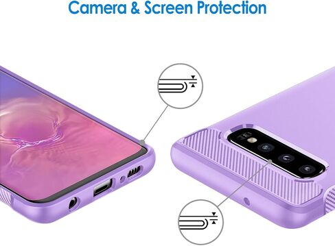 JETech Slim Fit Case for Samsung Galaxy S10, Thin Phone Cover with Shock-Absorption and Carbon Fiber Design (Blue) in Kuwait