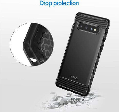 JETech Slim Fit Case for Samsung Galaxy S10, Thin Phone Cover with Shock-Absorption and Carbon Fiber Design (Blue) in Kuwait