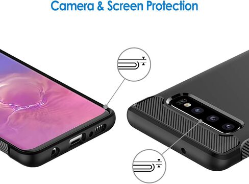 JETech Slim Fit Case for Samsung Galaxy S10, Thin Phone Cover with Shock-Absorption and Carbon Fiber Design (Blue) in Kuwait