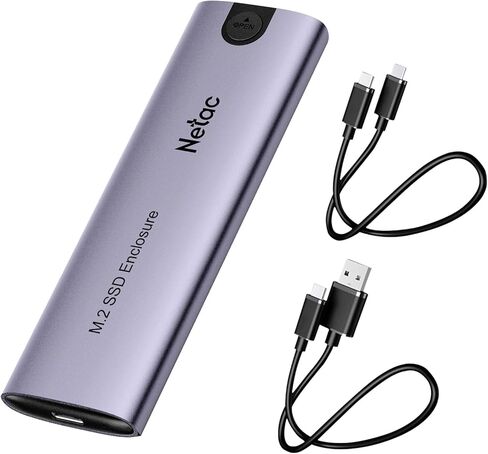 Netac NVMe SSD Enclosure USB 3.1 Gen2 (10Gbps) Tool-Free Aluminum External SSD Enclosure with 2 Cables, Supports M and B&M Keys for SATA and Nvme, and Size 2230/2242 /2260/2280 SSDs-WH51 in Kuwait