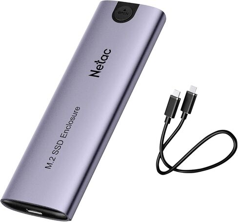 Netac NVMe SSD Enclosure USB 3.1 Gen2 (10Gbps) Tool-Free Aluminum USB C External SSD Enclosure, Supports M and B&M Keys for SATA and Nvme, and Size 2230/2242 /2260/2280 SSDs-WH51 in Kuwait