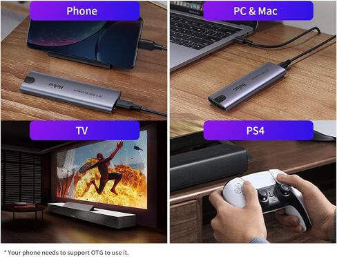 Netac NVMe SSD Enclosure USB 3.1 Gen2 (10Gbps) Tool-Free Aluminum USB C External SSD Enclosure, Supports M and B&M Keys for SATA and Nvme, and Size 2230/2242 /2260/2280 SSDs-WH51 in Kuwait