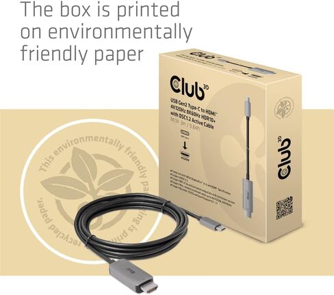 Club 3D USB Gen2 Type-C إلى HDMI 8K60 هرتز أو 4K120 هرتز HDR10+ مع DSC1.2 (كابل M/M 3m / 9.84ft) in Saudi Arabia