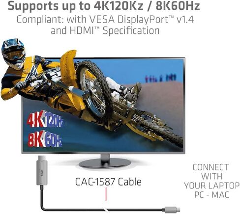 Club 3D USB Gen2 Type-C إلى HDMI 8K60 هرتز أو 4K120 هرتز HDR10+ مع DSC1.2 (كابل M/M 3m / 9.84ft) in Saudi Arabia