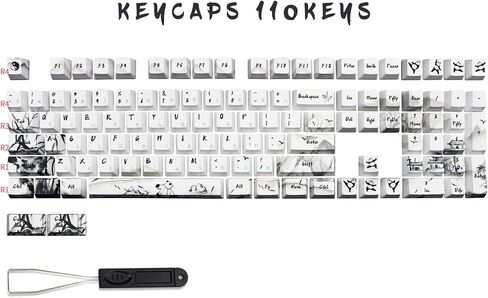 MOLGRIA Keycaps 68 Set Ink Panda لـ 68 مفتاحًا للوحة المفاتيح، أغطية مفاتيح مخصصة PBT OEM مع أداة سحب غطاء المفاتيح للوحة مفاتيح الألعاب Cherry MX Gateron Khail in Kuwait