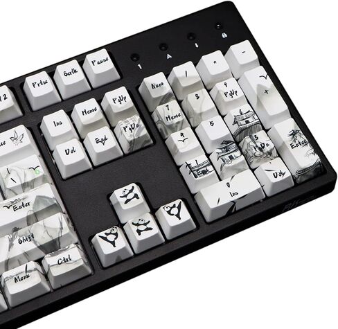 MOLGRIA Keycaps 68 Set Ink Panda لـ 68 مفتاحًا للوحة المفاتيح، أغطية مفاتيح مخصصة PBT OEM مع أداة سحب غطاء المفاتيح للوحة مفاتيح الألعاب Cherry MX Gateron Khail in Kuwait
