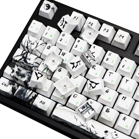 MOLGRIA Keycaps 68 Set Ink Panda لـ 68 مفتاحًا للوحة المفاتيح، أغطية مفاتيح مخصصة PBT OEM مع أداة سحب غطاء المفاتيح للوحة مفاتيح الألعاب Cherry MX Gateron Khail in Kuwait