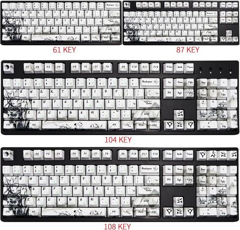 MOLGRIA Keycaps 68 Set Ink Panda لـ 68 مفتاحًا للوحة المفاتيح، أغطية مفاتيح مخصصة PBT OEM مع أداة سحب غطاء المفاتيح للوحة مفاتيح الألعاب Cherry MX Gateron Khail in Kuwait