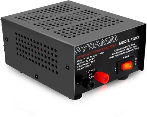 هرم مزود الطاقة المدمج العالمي - 6 أمبير خطي منظم للمنزل منضدية AC إلى DC 12V محول مع 13.8 فولت DC 115V AC 100 واط مدخلات الطاقة، محطات نوع المسمار - الهرم PS8KX in Saudi Arabia
