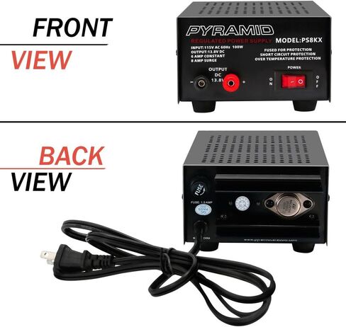 هرم مزود الطاقة المدمج العالمي - 6 أمبير خطي منظم للمنزل منضدية AC إلى DC 12V محول مع 13.8 فولت DC 115V AC 100 واط مدخلات الطاقة، محطات نوع المسمار - الهرم PS8KX in Saudi Arabia