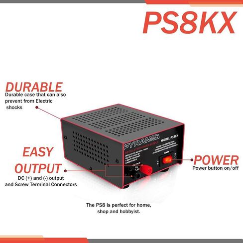 هرم مزود الطاقة المدمج العالمي - 6 أمبير خطي منظم للمنزل منضدية AC إلى DC 12V محول مع 13.8 فولت DC 115V AC 100 واط مدخلات الطاقة، محطات نوع المسمار - الهرم PS8KX in Saudi Arabia