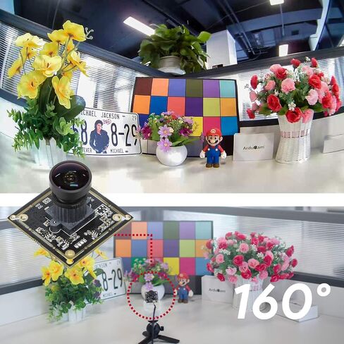 Arducam 1080P Low Light WDR Ultra Wide Angle USB Camera Module for Computer, 2MP CMOS IMX291 160 Degree Fisheye Mini UVC USB2.0 Webcam Board with Microphone, 3.3ft Cable for Windows Linux Mac OS in Kuwait