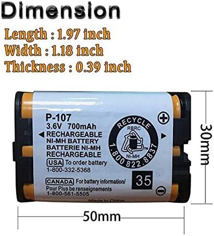 بطارية هاتف لاسلكية OXWINOU 3.6 فولت 700 مللي أمبير في الساعة HHR-P107 قابلة لإعادة الشحن متوافقة مع هاتف باناسونيك HHR-P107 HHRP107 HHR-P107A HHRP107A هاتف لاسلكي (عبوة من 3) in Kuwait