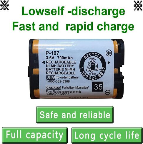 بطارية هاتف لاسلكية OXWINOU 3.6 فولت 700 مللي أمبير في الساعة HHR-P107 قابلة لإعادة الشحن متوافقة مع هاتف باناسونيك HHR-P107 HHRP107 HHR-P107A HHRP107A هاتف لاسلكي (عبوة من 3) in Kuwait