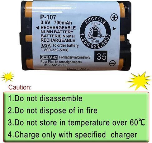 بطارية هاتف لاسلكية OXWINOU 3.6 فولت 700 مللي أمبير في الساعة HHR-P107 قابلة لإعادة الشحن متوافقة مع هاتف باناسونيك HHR-P107 HHRP107 HHR-P107A HHRP107A هاتف لاسلكي (عبوة من 3) in Kuwait