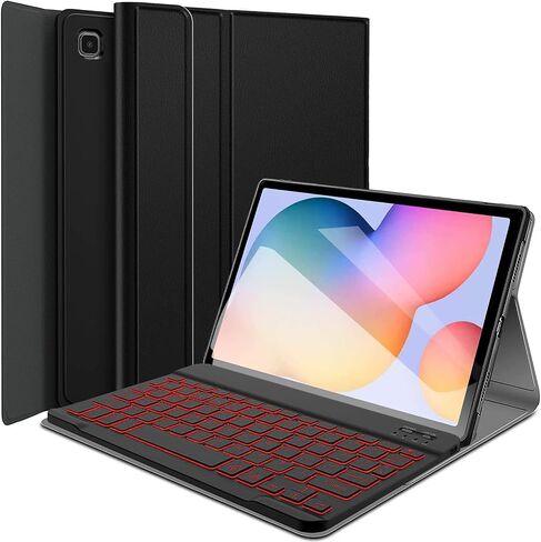 حافظة لوحة مفاتيح بإضاءة خلفية من Wineecy لجهاز Samsung Galaxy Tab S6 Lite 10.4 بوصة 2022/2020، 7 ألوان خلفية لوحة مفاتيح لاسلكية قابلة للفصل مع غطاء واقٍ لجهاز Galaxy Tab S6 Lite 10.4، SM-P610/P613/P615/P619 in Saudi Arabia