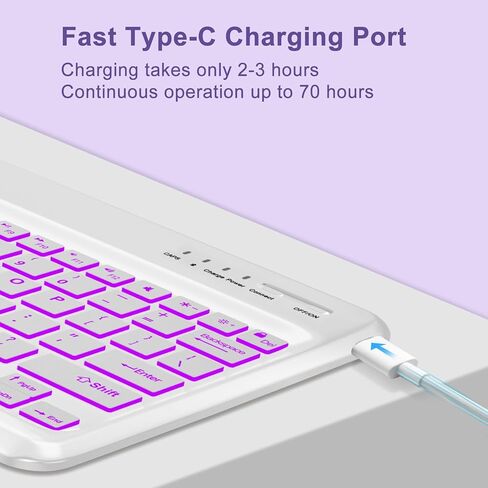 فاريودي كيبورد لجهاز ايباد برو 12.9 (الجيل السادس 2022)، كيبورد لاسلكي قابل للفصل باضاءة خلفية لجهاز برو 12.9 الجيل الخامس 2021، غطاء تابلت ذكي قابل للطي مع حامل قلم، ارجواني in Kuwait