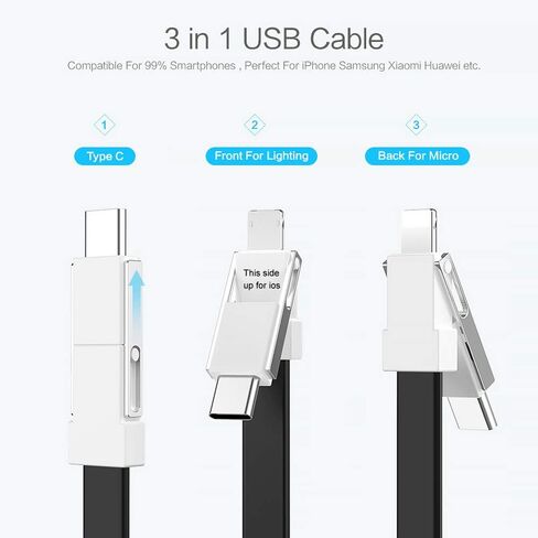 SAMEIRO Multi Charging Cable Portable Keychain Charger Cables Short Small Charging Cord Type C Micro USB 8P 3 in 1 Fast Data Cable Compatible iOS Android All Smart Phones and Smart Device (RED) in Saudi Arabia