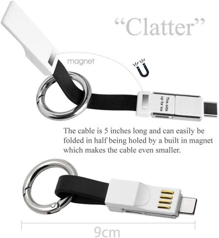 SAMEIRO Multi Charging Cable Portable Keychain Charger Cables Short Small Charging Cord Type C Micro USB 8P 3 in 1 Fast Data Cable Compatible iOS Android All Smart Phones and Smart Device (RED) in Saudi Arabia