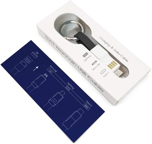 SAMEIRO Multi Charging Cable Portable Keychain Charger Cables Short Small Charging Cord Type C Micro USB 8P 3 in 1 Fast Data Cable Compatible iOS Android All Smart Phones and Smart Device (RED) in Saudi Arabia
