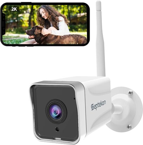 كاميرات مراقبة Septekon 2K خارجية 4 حزم، كاميرات واي فاي 2.4G لأمن المنزل، كاميرات مراقبة مقاومة للماء IP66 مع كشف الحركة وصفارة الإنذار، صوت ثنائي الاتجاه، رؤية ليلية، تخزين سحابي - S50 in Kuwait